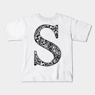 Mandala Letter Capital S Kids T-Shirt